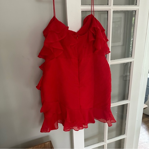 ASOS Red Ruffle Mini Dress, Size US 12 - Picture 3 of 7